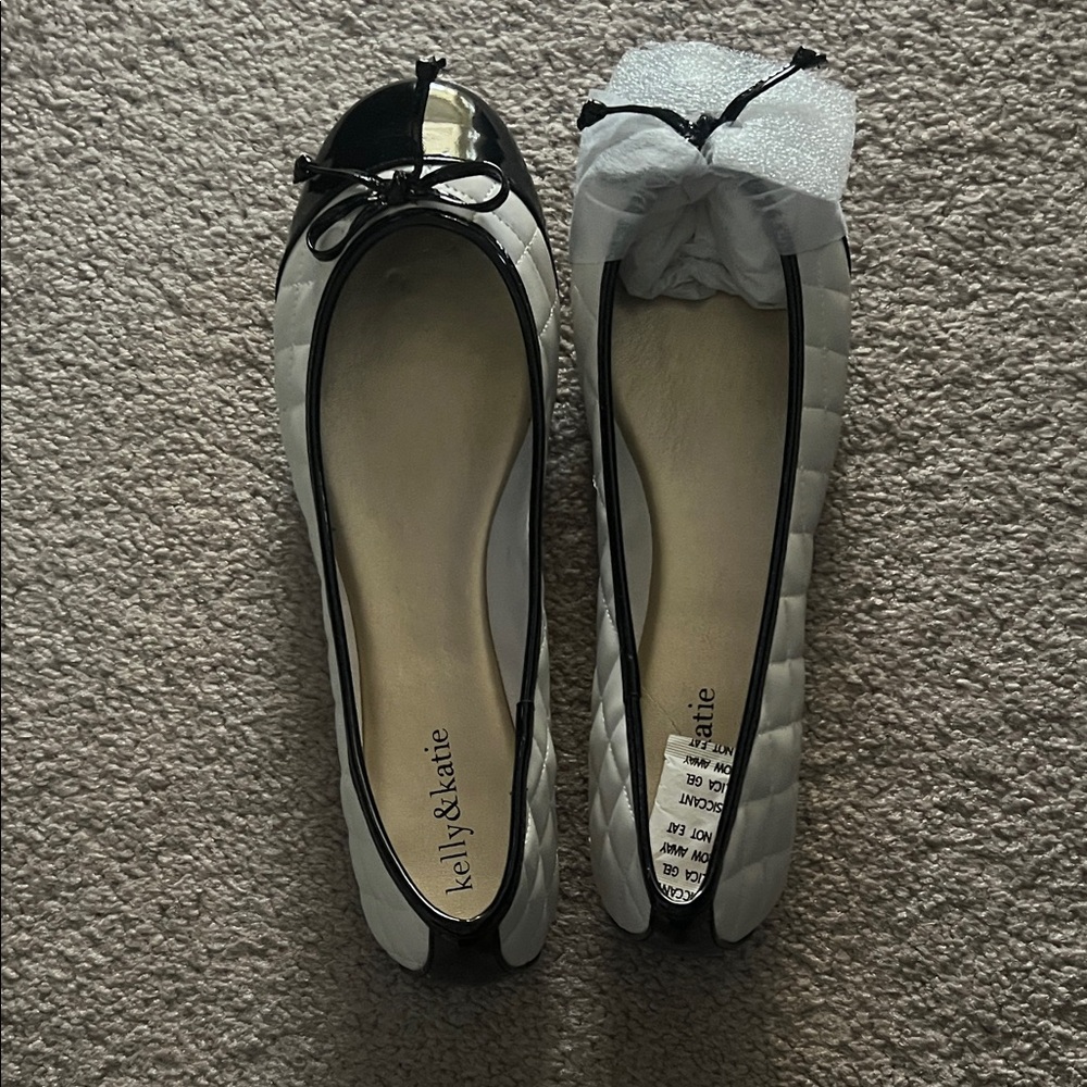 Kelly & Katie Black and White Quilted Flats